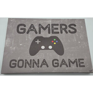 Gamers Gonna Game Wall Decor (16x11 Inches) with Hooks for Gamers/Kids